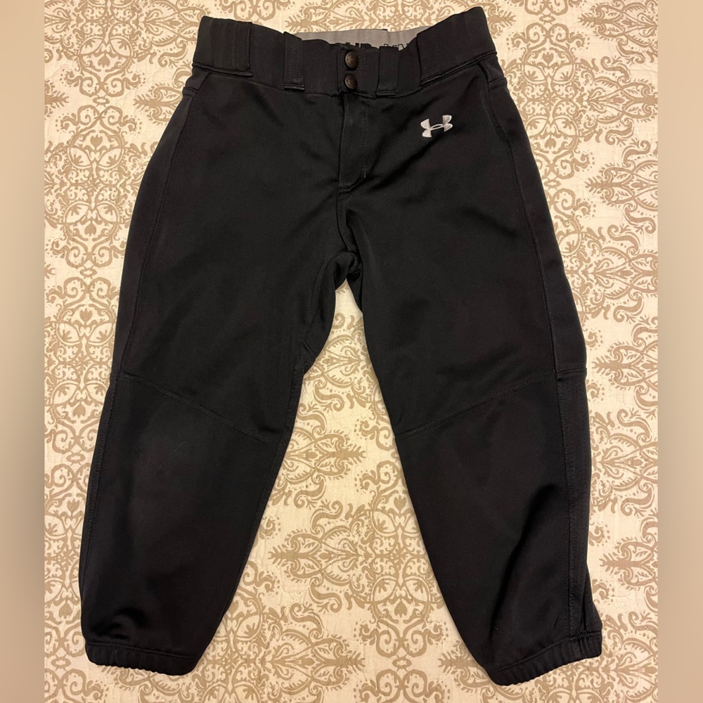 Kid’s Youth Under Armour Baseball/Softball Pants, Size M, Black, Knicker Length